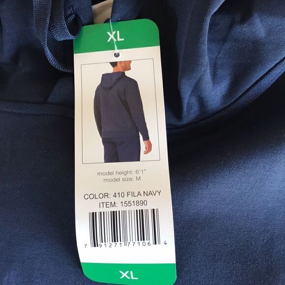 NEW Mens FILA Navy Blue Hoodie - Picture 5 of 6